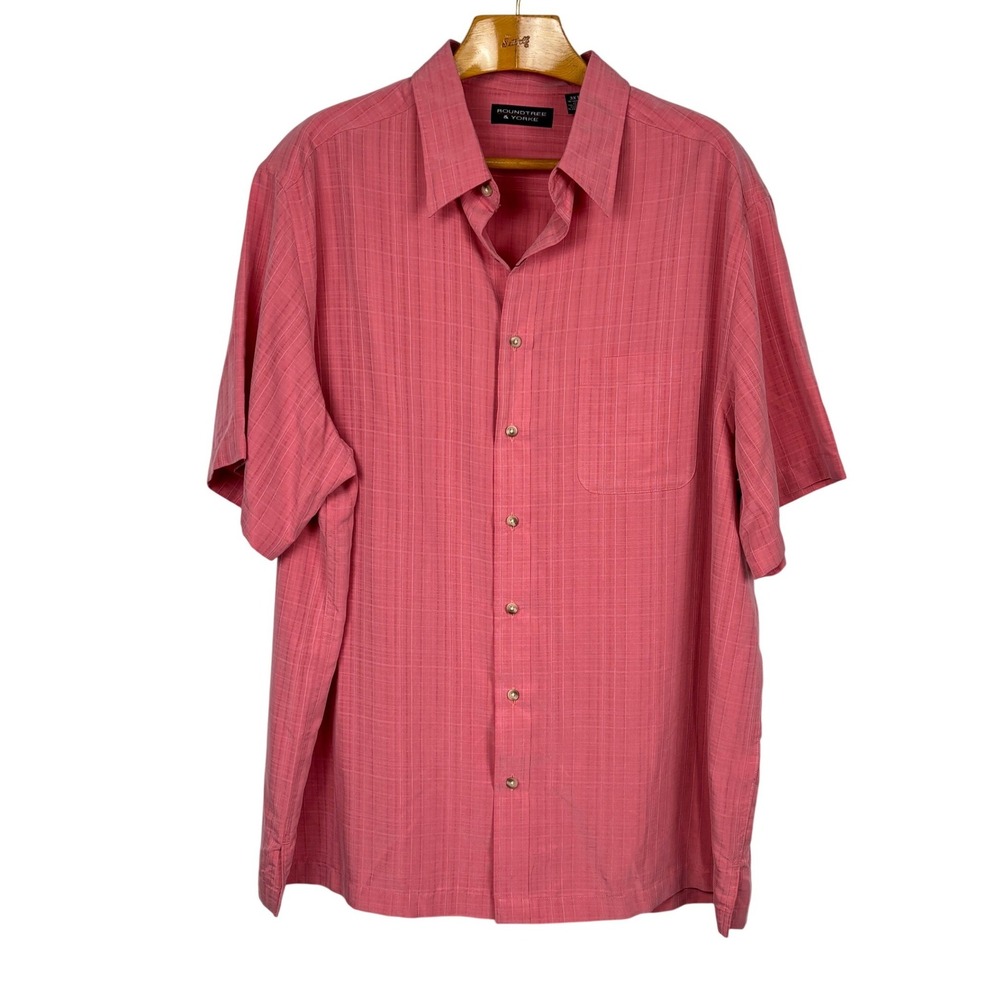 Roundtree & Yorke Pink Textured Button Up Shirt Men's 3XT Big Tall Modal‎ NWT